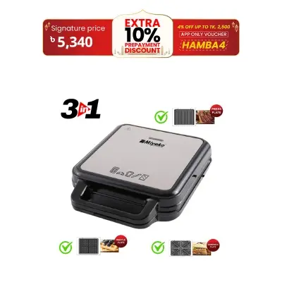 Picture of 3 In 1 Miyako Sandwich Maker SM-012-HY with Sandwich Plate, Grill Plate & Waffle Plate
