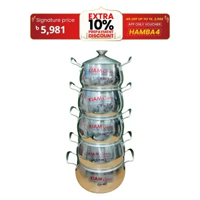 Picture of Kiam Heavy Thick Base Belly Shape Saucepan 10 in 1 set