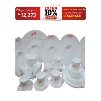 Picture of 76Pcs Pyrex Opal Glassware White Oven Save Dinner Set - Dinner Set
