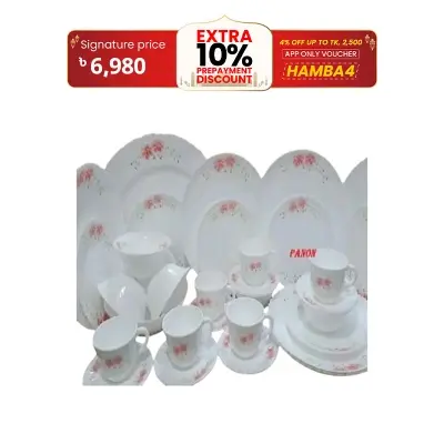 Picture of 52Pcs Pyrex Opal Glassware White Oven Save Dinner Set - Dinner Set