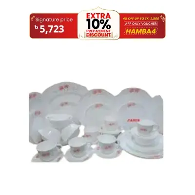 Picture of 38 Pcs Pyrex Opal Glassware White Oven Save Dinner Set - Dinner Set