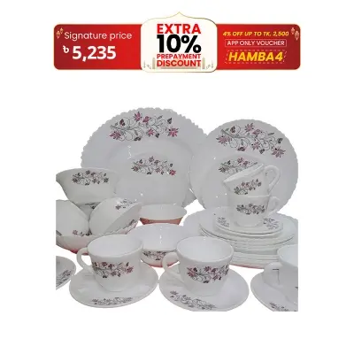 Picture of 32 Pcs Pyrex Opal Glassware White Oven Save Dinner Set - Dinner Set