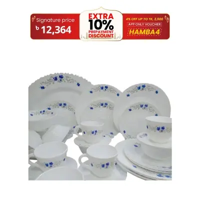 Picture of 76 Pcs Pyrex Opal Glassware White Oven Save Dinner Set - Dinner Set