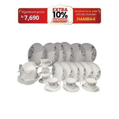 Picture of 57 Pcs Pyrex Opal Glassware White Oven Save Dinner Set - Dinner Set