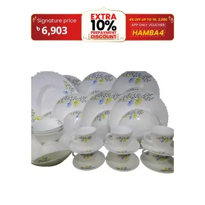 Picture of 52 Pcs Pyrex Opal Glassware White Oven Save Dinner Set - Dinner Set