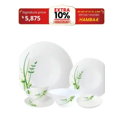 Picture of 32 Pcs H&S Opal Glass Dinnerware. - 32 Pcs - White
