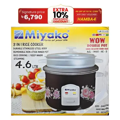 Picture of Miyako 4.6 LTR Double Pot Rice Cooker ASL-1460-HC-D