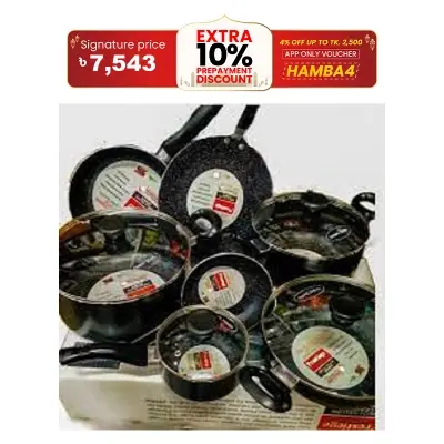 Picture of Prestiege Granite Coated 11 Pcs Induction Cookware Set For Superior Release. Perfect for Gift And Home Use.