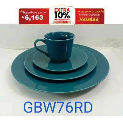 Picture of 36 pieces dinner set for gift and home decoration- 6 Dinner Plates, 6 Half Plates, 1 Rice Dish, 1 Curry serving bowl, 6 Soup Bowl, 6+6 coffee cup + saucer, 1 Tea Pot, 1 Milk Pot, 1 Sugar Pot, 1 Salt Shaker.(Microwave and Dishwasher Safe)