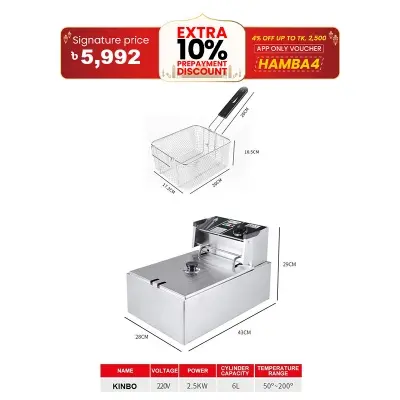 Picture of Kinbo 6 Liter Electric Deep Fryer 1 Tank 1 Basket HEF-81