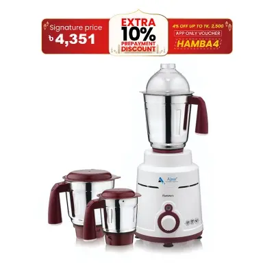 Picture of Blender Plus Mixer Grinder 1200 Watts from India Auto Cut Off Protection Compact 3 SS Jars Superior Performance Lift and Grind Blades