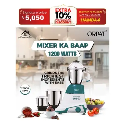 Picture of Orpat Kitchen Platinum Mixer Blender Plus Grinder 1200 Watt (2 Years warranty)