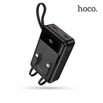 Picture of Hoco MMJ-17 Fully Compatible 22.5W Fast Charging 20000mAh Powerbank with Digital Display & 2 Built in Cable (Type-C & lightning) - Black