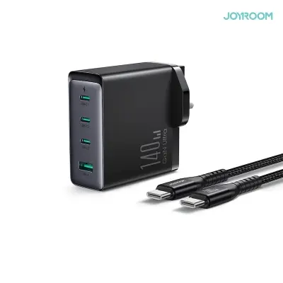 Picture of Joyroom JR-TCG05 140W GaN 3C1A Fast Charger With 240W Type-C to Type-C 1.2m Cable -Black