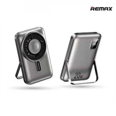 Picture of REMAX RPP-695 20W Magnetic (3 in 1) 15W Wireless Charging 10000mAh Power Bank with Foldable Holder & Cable