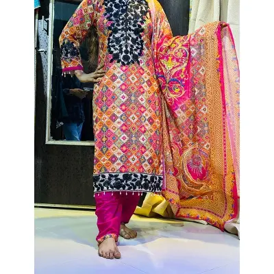 Picture of Premium Soft Orange Designer Three Piece Set