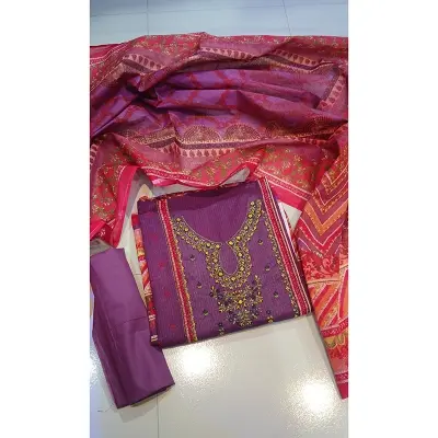 Picture of Indrani Embroidered Cotton Three Piece Set