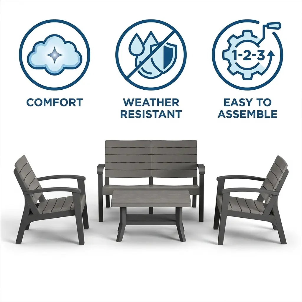 Picture of RFL Boithak Sofa 4 Pcs Set W/O Foam - Grey