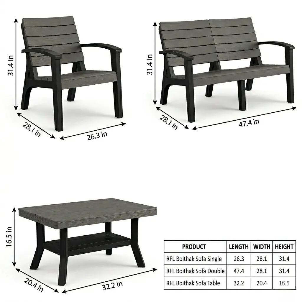 Picture of RFL Boithak Sofa 4 Pcs Set W/O Foam - Grey