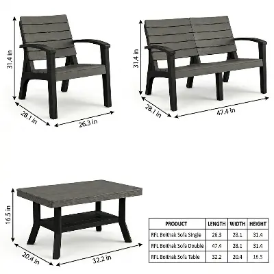 Picture of RFL Boithak Sofa 4 Pcs Set W/O Foam - Grey