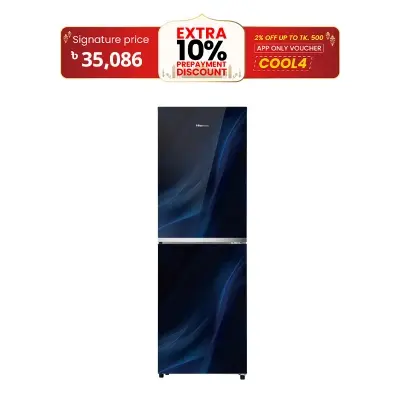 Picture of Hisense 277 Liter Top Mount Frost Glass Door Refrigerator Fusion Blue (RTDG276NAFB/BD3)