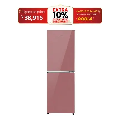 Picture of HISENSE 270 Liter Bottom Mount Frost Direct Cool Glass Door Inverter Refrigerator Dark Red (RB1G266NADR/BD3)