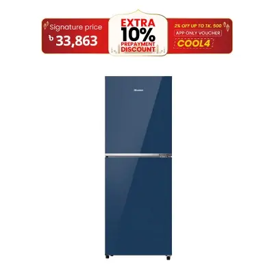 Picture of Hisense 238 Liter Top Mount Frost Glass Door Inverter Refrigerator Royal Blue (RT1G236NARB/BD3)