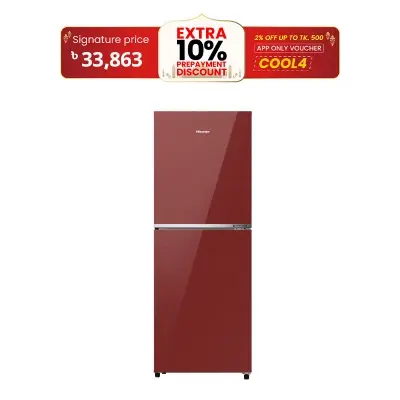Picture of HISENSE 238 Liter TMF Glass Door Inverter Refrigerator Cherry Red | RT1G236NACR/BD3