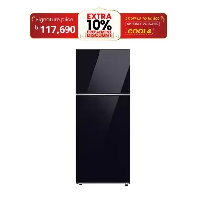 Picture of Samsung 397 Liter Digital Inverter Compressor, Mono Cooling, No Frost, Top Mount (Bespoke) Refrigerator Clean Black (RT42CB668822)