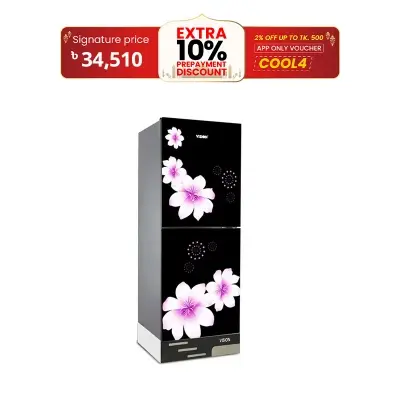 Picture of VISION Glass Door Refrigerator RE-200 Liter Mirror White Purple Top Mount