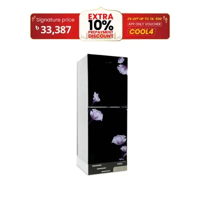 Picture of VISION Glass Door Refrigerator RE-185L Mirror Purple Flower 