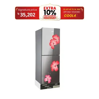 Picture of VISION GD Refrigerator RE-216L Mirror Jaba Flower Bottom Mount 