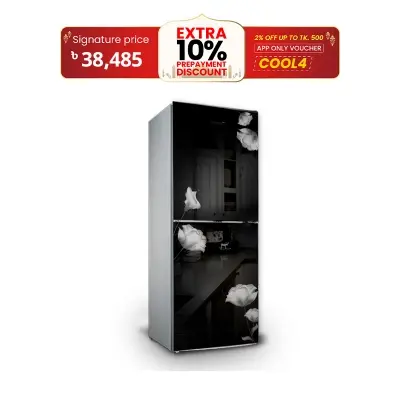 Picture of VISION Glass Door Top Mount Refrigerator RE-262 Liter Mirror Purple Flower