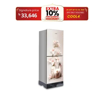 Picture of VISION Glass Door Refrigerator RE-200 Liter Vase W Magnolia Flower Top Mount