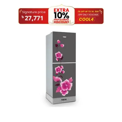 Picture of VISION Glass Door Refrigerator RE-160 Liter Mirror Iris Bottom Mount