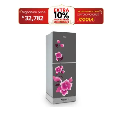 Picture of VISION Glass Door Refrigerator RE-180 Liter  Mirror Iris Top Mount