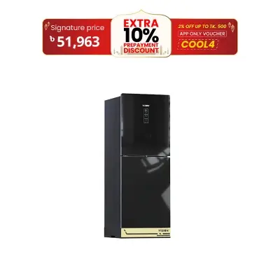 Picture of VISION RE-285 Liter Non Frost Glass Door Top Mount Refrigerator  Black