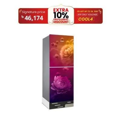 Picture of VISION Glass Door Refrigerator RE-330 Liter Maroon Daisy Bottom Mount