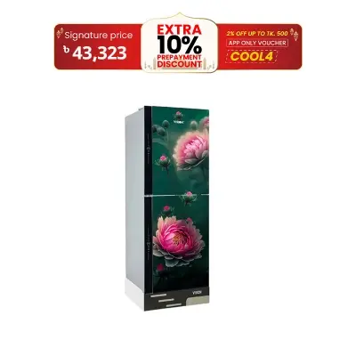 Picture of VISION Glass Door Refrigerator RE-305 Liter Pink Daisy Top Mount