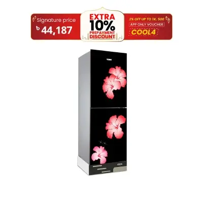 Picture of VISION Glass Door Refrigerator RE-305 Liter Mirror Jaba Flower Top Mount