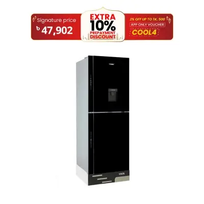 Picture of VISION Glass Door Refrigerator RE-330 Liter Water Dispensar Black Bottom Mount