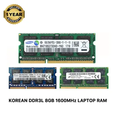 Picture of Samsung SK Hynix Micron 8GB DDR3L 1600MHz PC3L-12800s CL11 204Pin SO-DIMM Laptop Ram (Korean) 