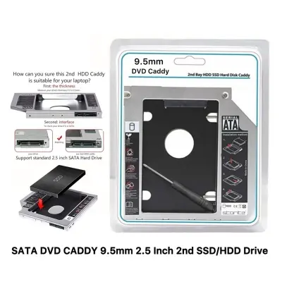 Picture of Universal Caddy 9.5mm SATA to SATA 2nd SSD HDD Hard Drive Caddy (Comparable Fit: 9mm) Support All Brand Laptop (2TB)