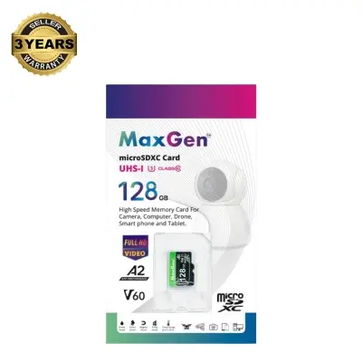 Picture of MaxGen 128GB Micro SD TF Memory Card Data Storage U3 High Speed For Ip Camera, DSLR, Drone, Smartphone & CCTV Camera (128GB)