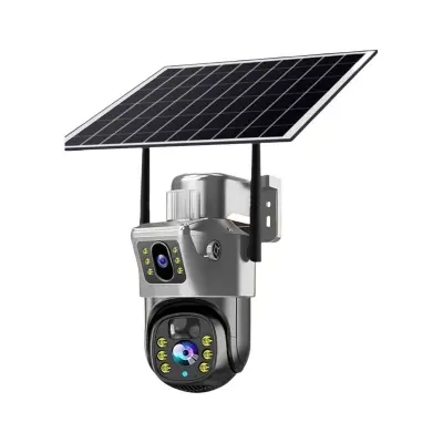 Picture of MaxGen V380 PRO Dual Lens Solar VCS09-4G Sim Supported Battery Backup PTZ IP Camera 6MP Outdoor Waterproof 360 Degree Wide Angle Auto Tracking Color Night Vision Two Way Audio PTZ CCTV Camera (Multicolor)