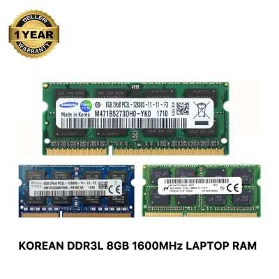 Picture of Samsung SK Hynix Micron 8GB DDR3L 1600MHz PC3L-12800s CL11 204Pin SO-DIMM Laptop Ram (Korean) 