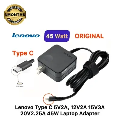 Picture of Lenovo Laptop Adapter For ThinkPad X280, X390 E480, E490, E495 X1 Carbon (5th/6th Gen, T470 T480s IdeaPad 320s 530s, 720s Flex 5/6, Flex 14 Yoga 730, Yoga 720 Series (20V-2.25A 45W USB Type-C) 