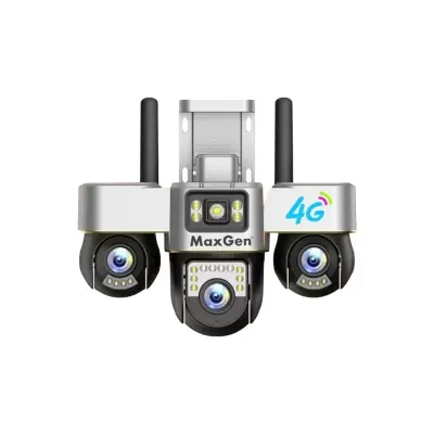 Picture of MaxGen V380 PRO 3 Lens SC30-4G SIM SUPPORT IP Camera 6MP Outdoor Waterproof 360 Degree Wide Angle Auto Tracking Color Night Vision Two Way Audio PTZ CCTV Camera (White)