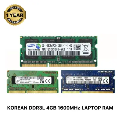 Picture of Samsung Micron Hynix 4GB DDR3L 1600MHz PC3L-12800s CL11 204Pin SO-DIMM Laptop Ram 