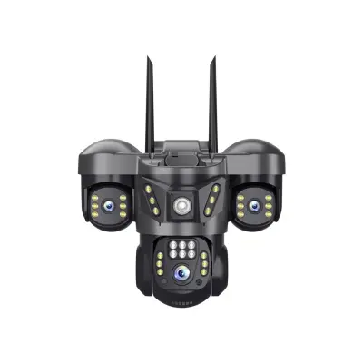 Picture of MaxGen V380 PRO 3 Lens WIFI IP Camera 6MP SC29 Outdoor Waterproof 360 Degree Wide Angle Auto Tracking Color Night Vision Two Way Audio PTZ CCTV Camera (Multicolor)